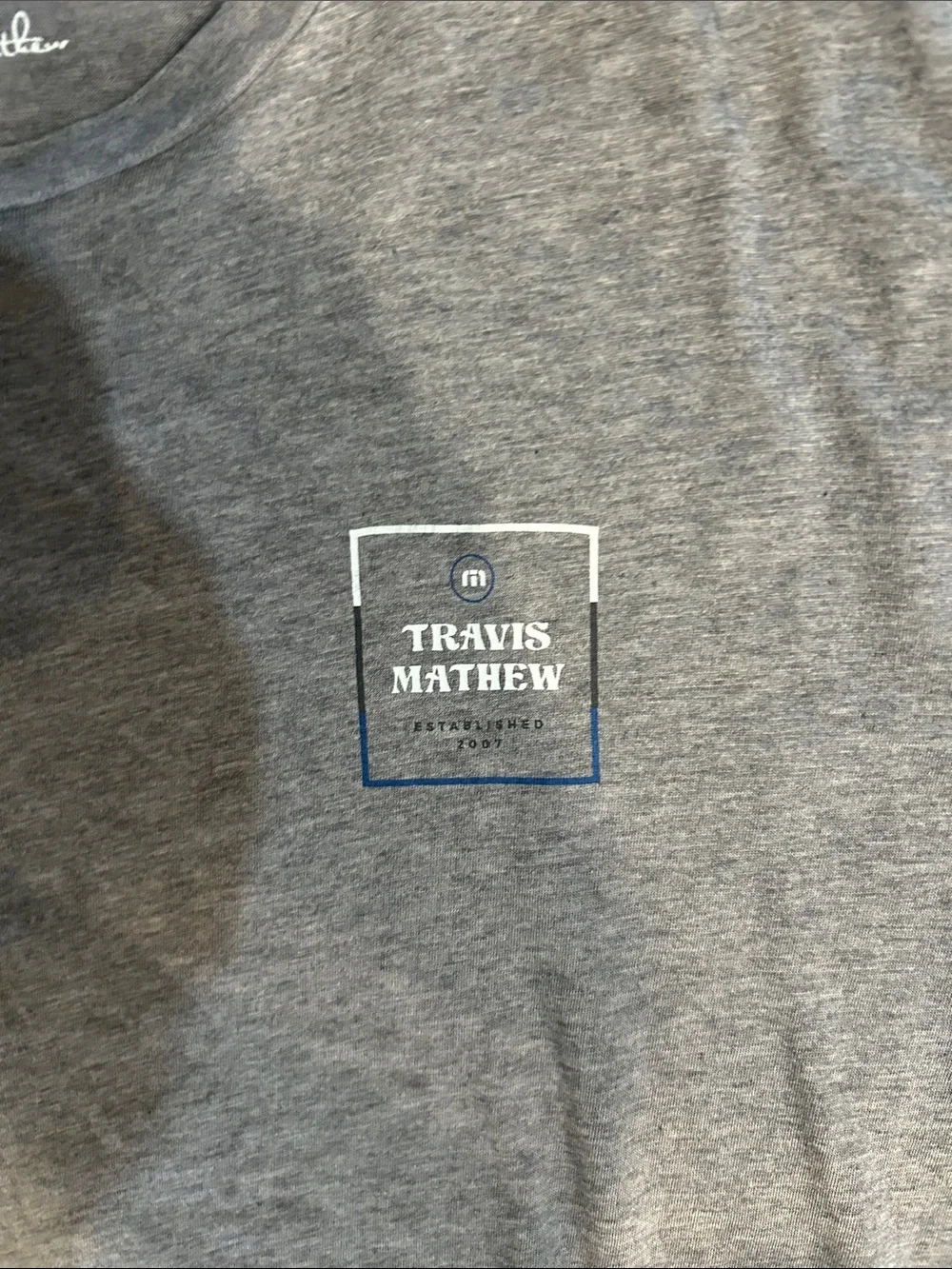 Travis Mathew Heather Gray Short Sleeve Crew Tee with Chest Square Logo - Picture 2 of 4